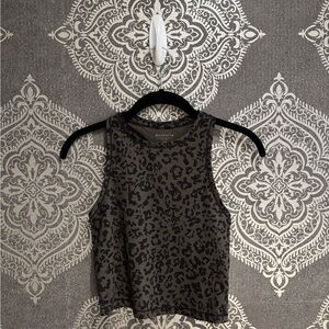Athleta Black Leopard Print Crop Top